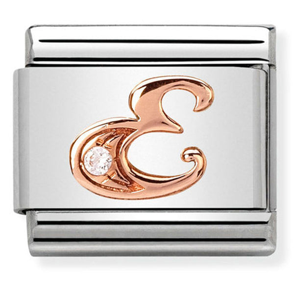 Rosegold - Letter E with CZ Charm