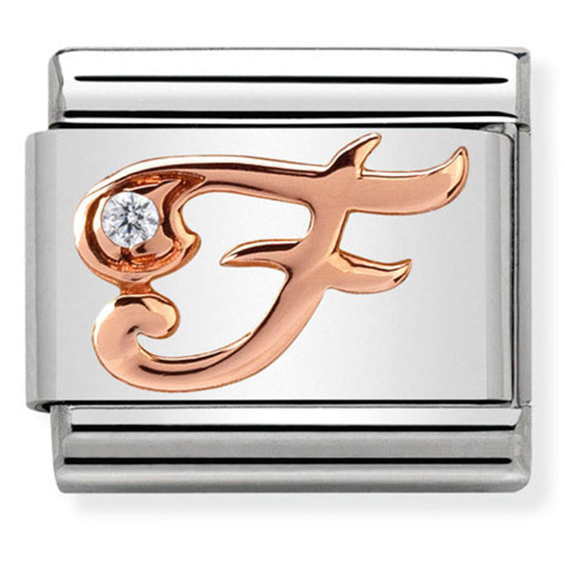 Rosegold - Letter F with CZ Charm
