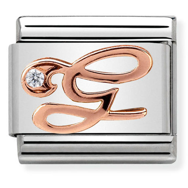 Rosegold - Letter G with CZ Charm