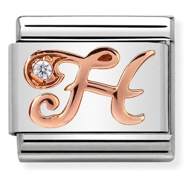 Rosegold - Letter H with CZ Charm