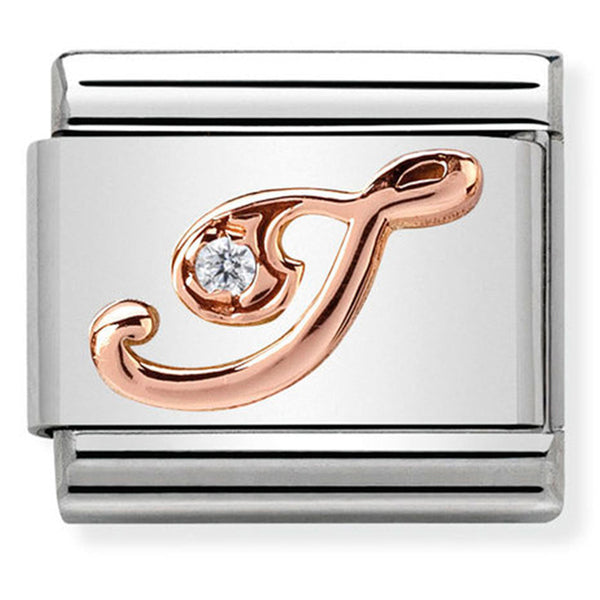 Rosegold - Letter I with CZ Charm