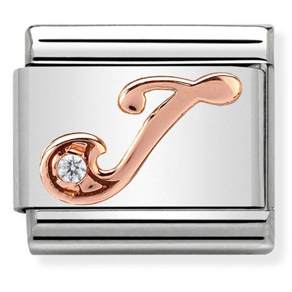Rosegold - Letter J with CZ Charm