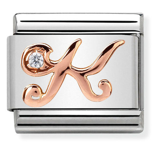 Rosegold - Letter K with CZ Charm