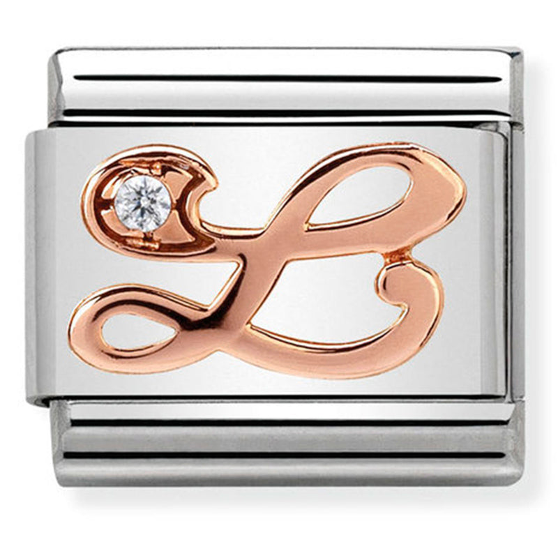 Rosegold - Letter L with CZ Charm