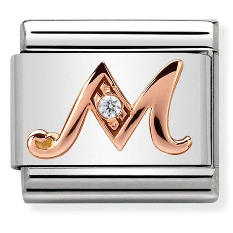 Rosegold - Letter M with CZ Charm