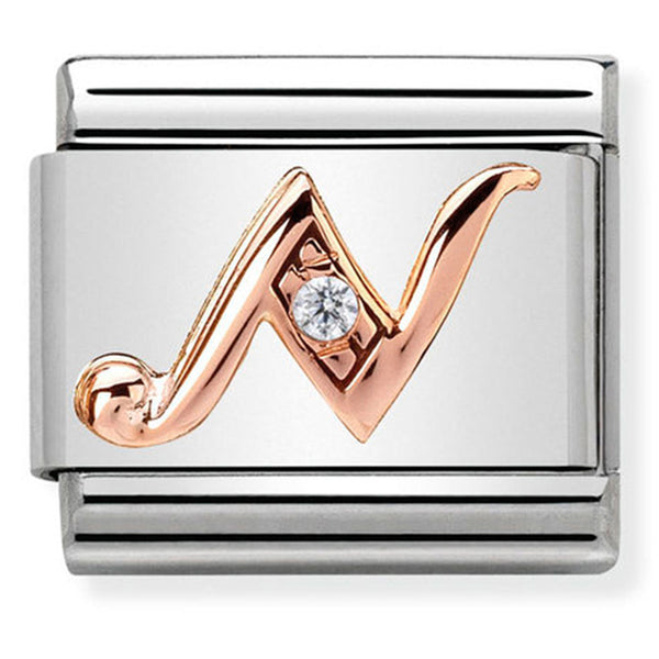 Rosegold - Letter N with CZ Charm