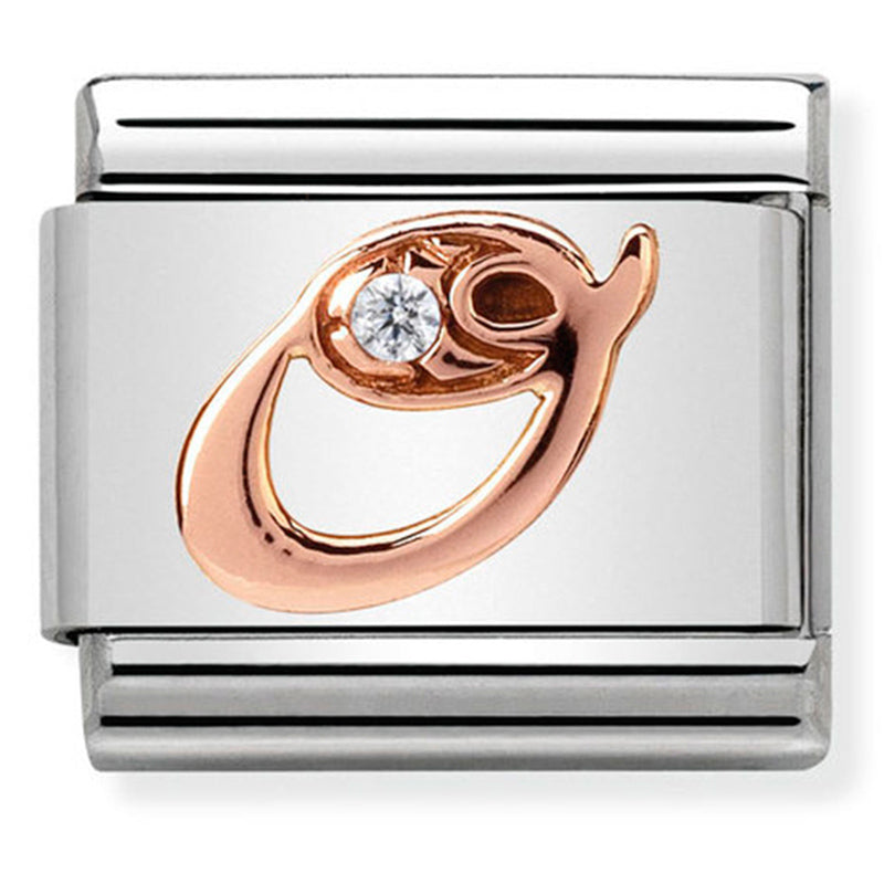 Rosegold - Letter O with CZ Charm