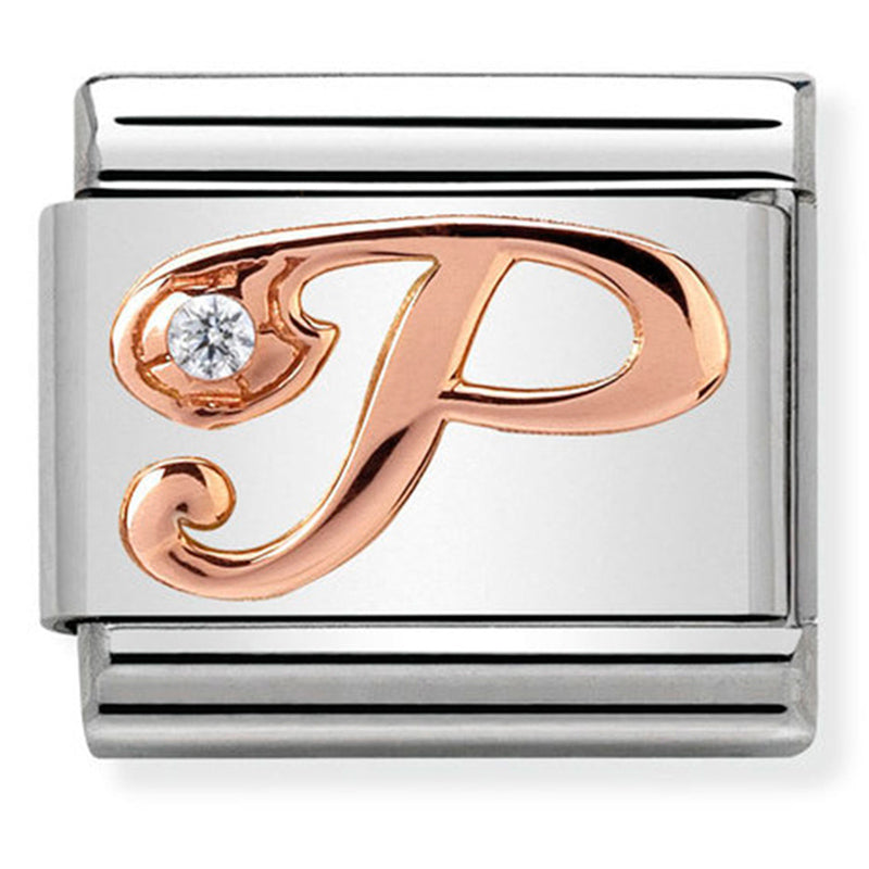 Rosegold - Letter P with CZ Charm