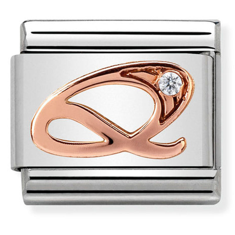 Rosegold - Letter Q with CZ Charm