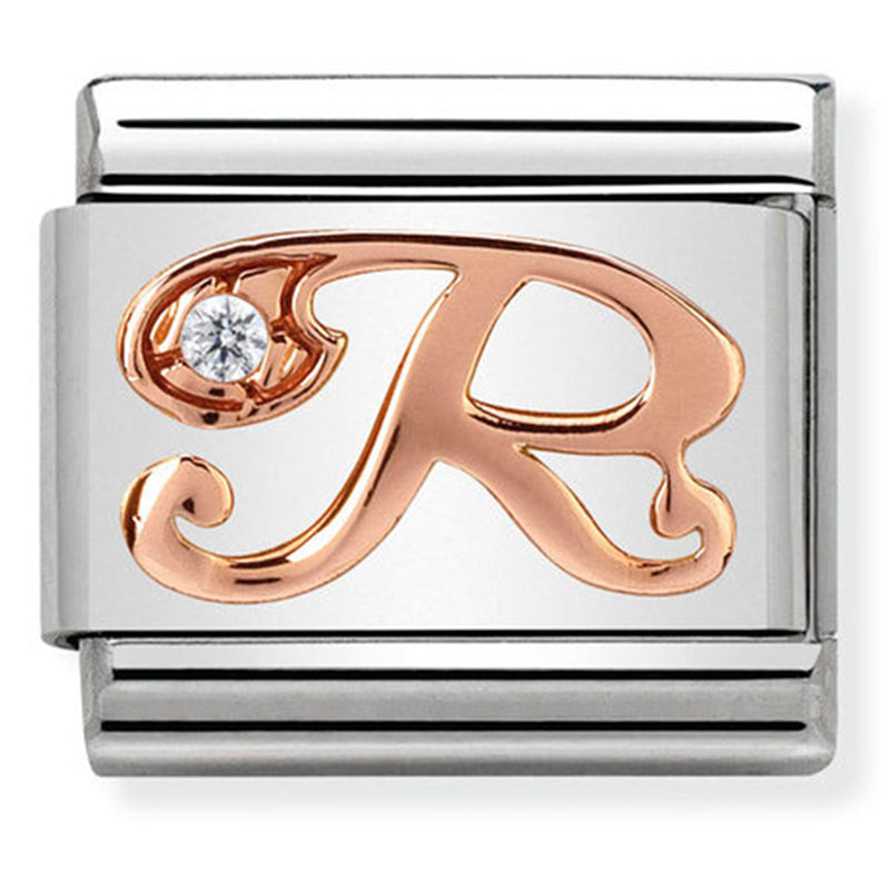 Rosegold - Letter R with CZ  Charm