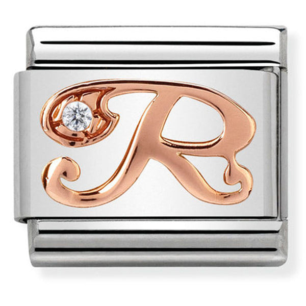 Rosegold - Letter R with CZ  Charm
