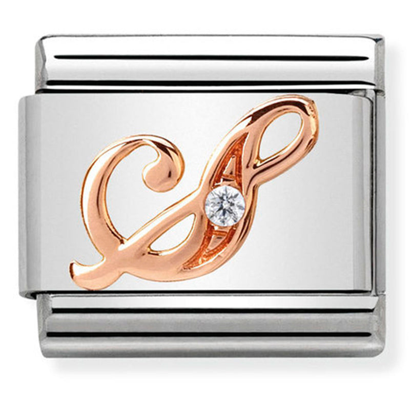 Rosegold - Letter S with CZ Charm