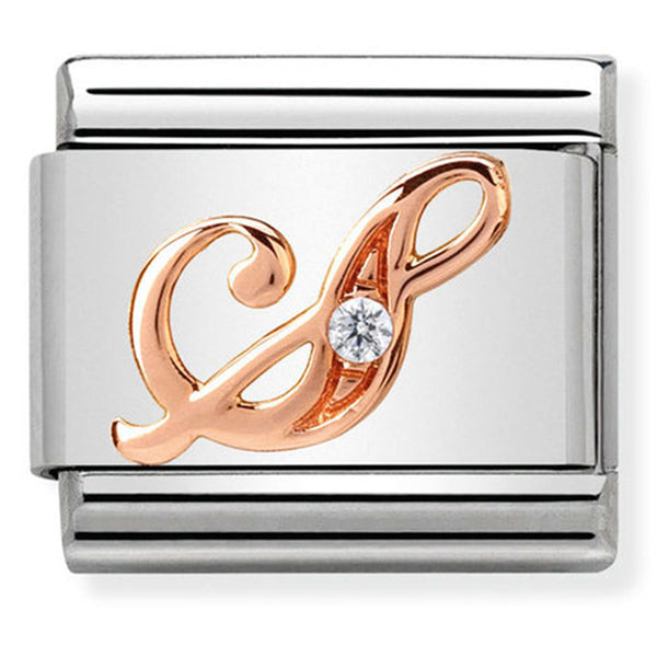 Rosegold - Letter S with CZ Charm