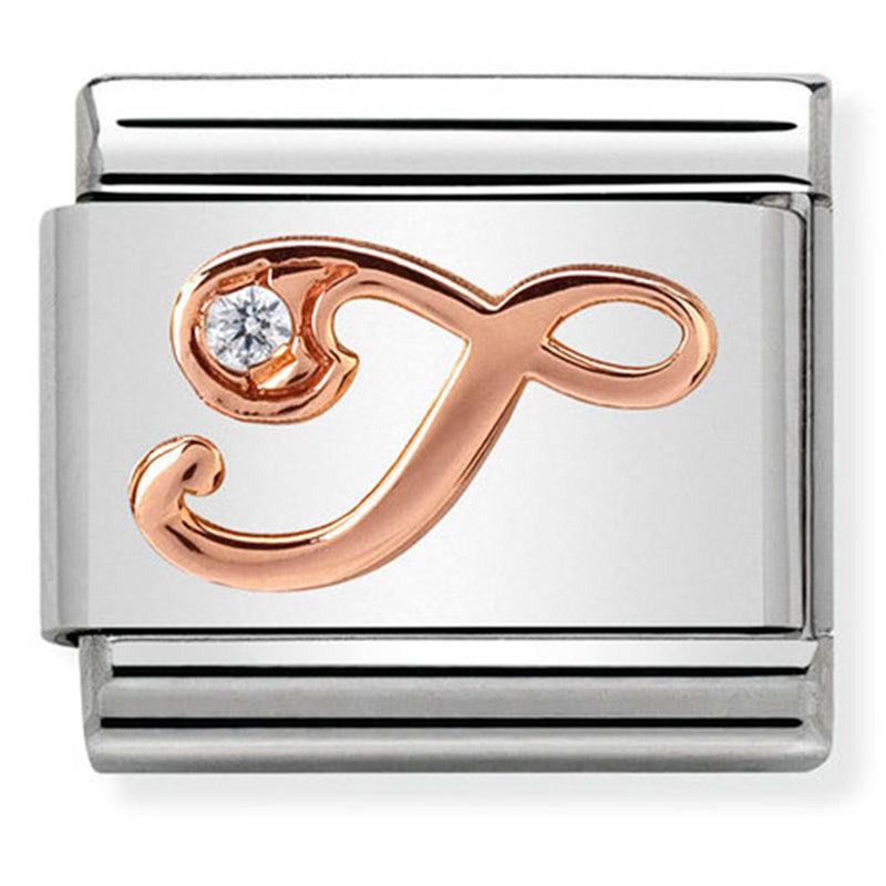 Rosegold - Letter T with CZ Charm