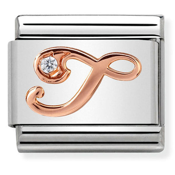 Rosegold - Letter T with CZ Charm