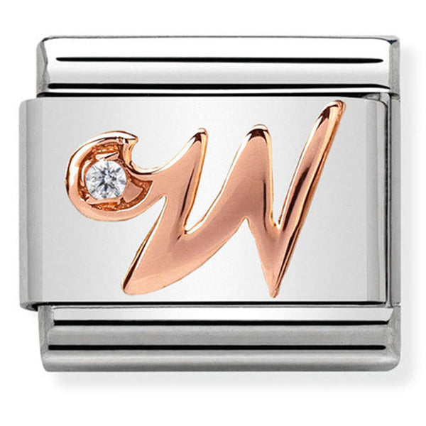 Rosegold - Letter W with CZ Charm
