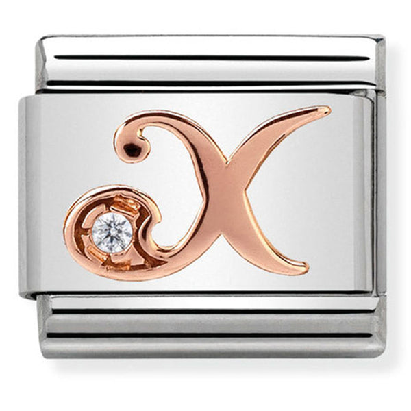 Rosegold - Letter X with CZ Charm