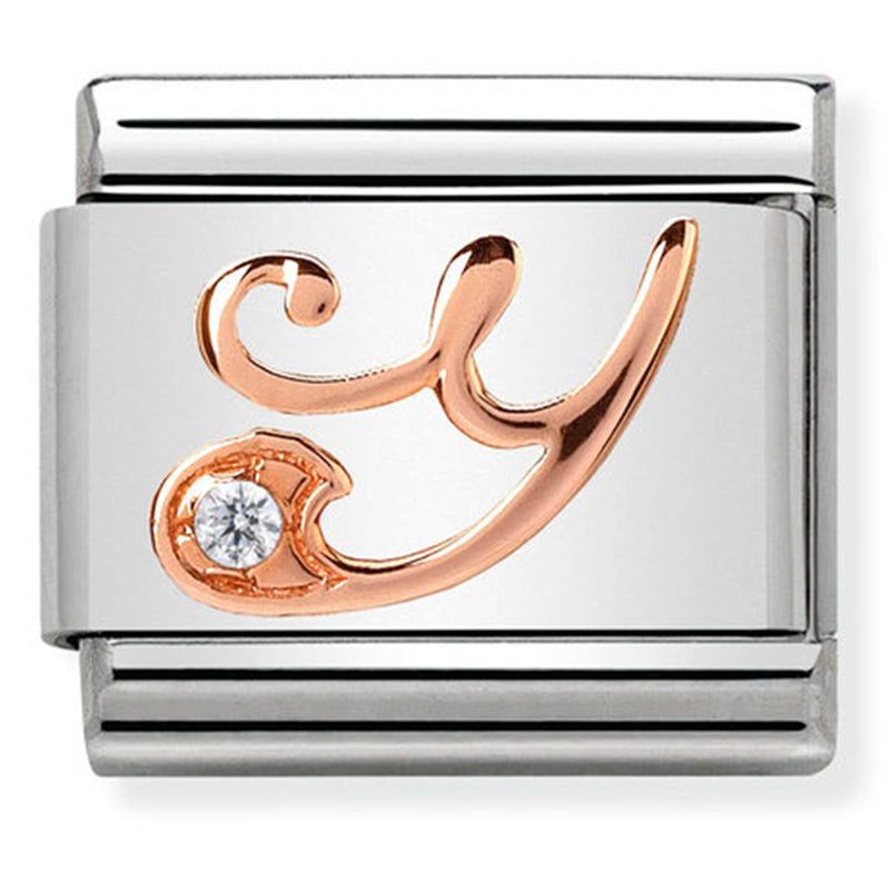 Rosegold - Letter Y with CZ Charm