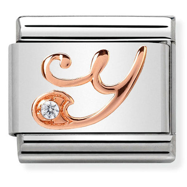 Rosegold - Letter Y with CZ Charm