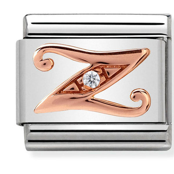 Rosegold - Letter Z with CZ Charm