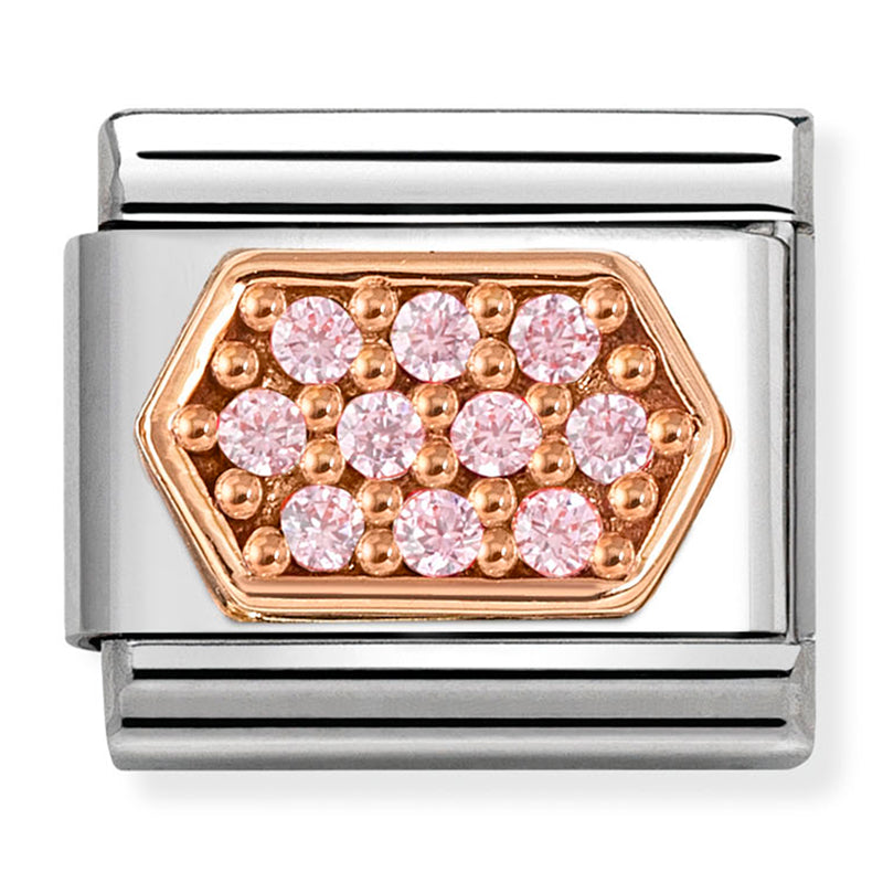 Symbols - Pink CZ Hexagon Rosegold Charm