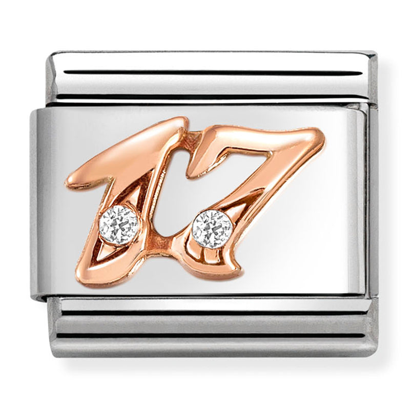 Birthday - 17th with CZ Rosegold Charm