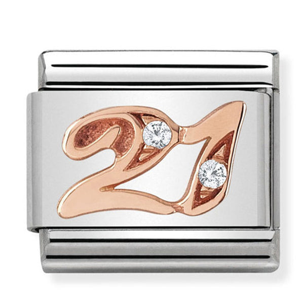 Birthday - 21st with CZ Rosegold Charm