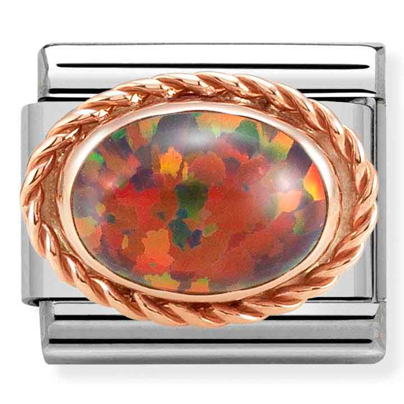 Gemstones - Red Opal Stone Twist Rosegold Charm