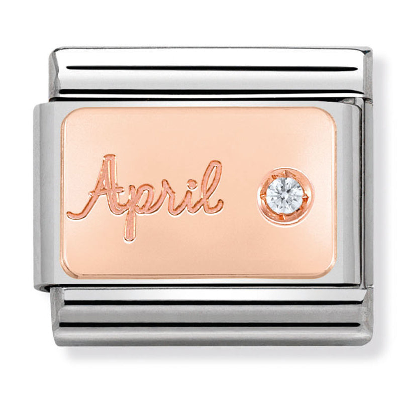 Birthstones - April (Diamond) Rosegold Charm