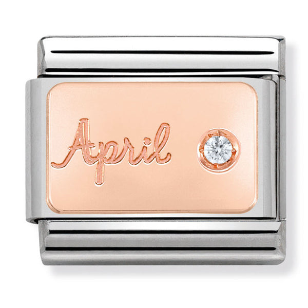 Birthstones - April (Diamond) Rosegold Charm