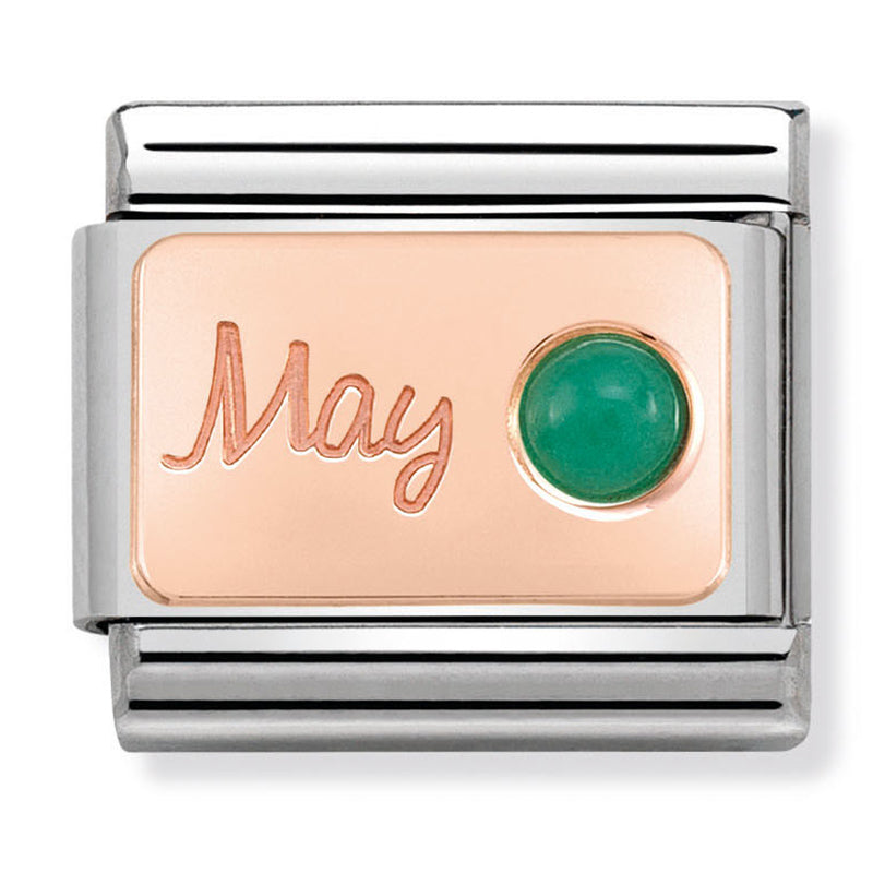 Birthstone - May (Emerald) Rosegold Charm