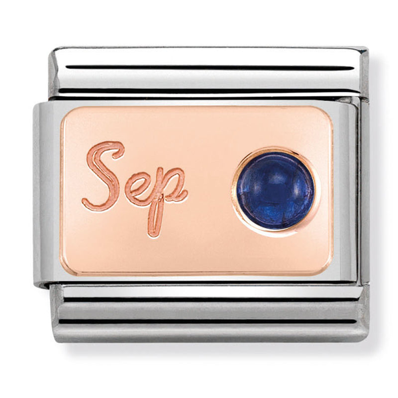 Birthstone - September (Sapphire) Rosegold Charm