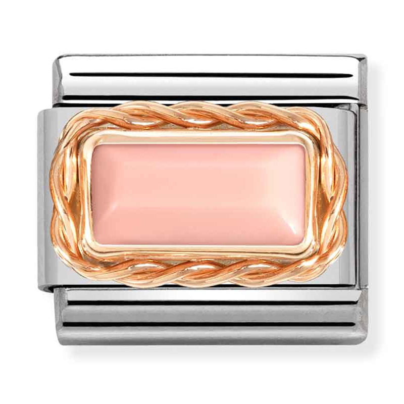 Gemstones - Pink Coral Baguette Twisted Setting Rosegold Charm