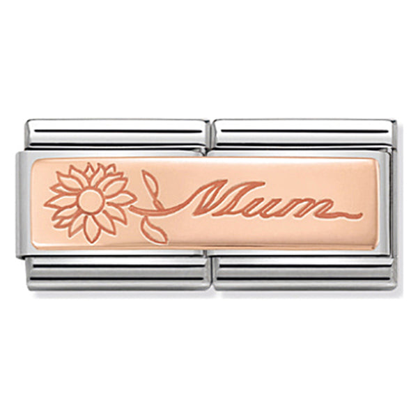 Double Links - Mum with Flower Rosegold Charm