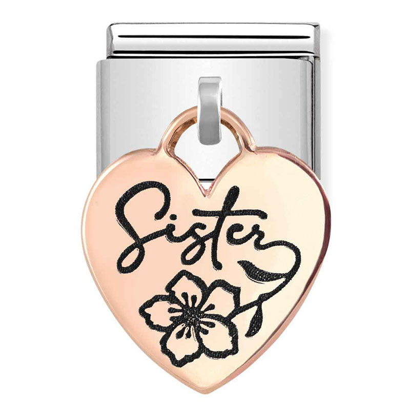 Dangle - Sister Heart Rosegold Charm