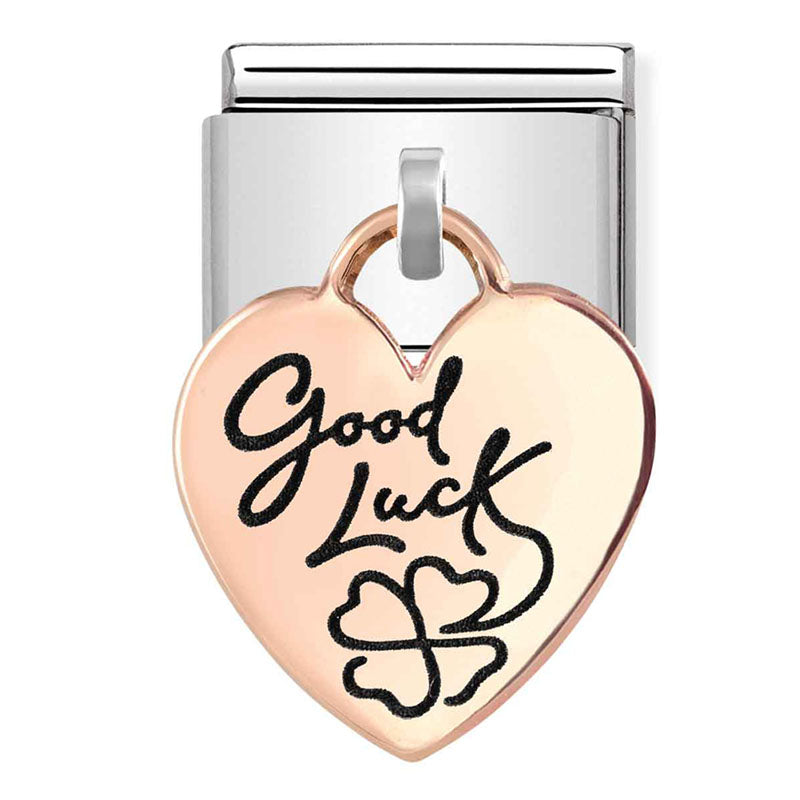 Dangle - Good Luck Heart Rosegold Charm