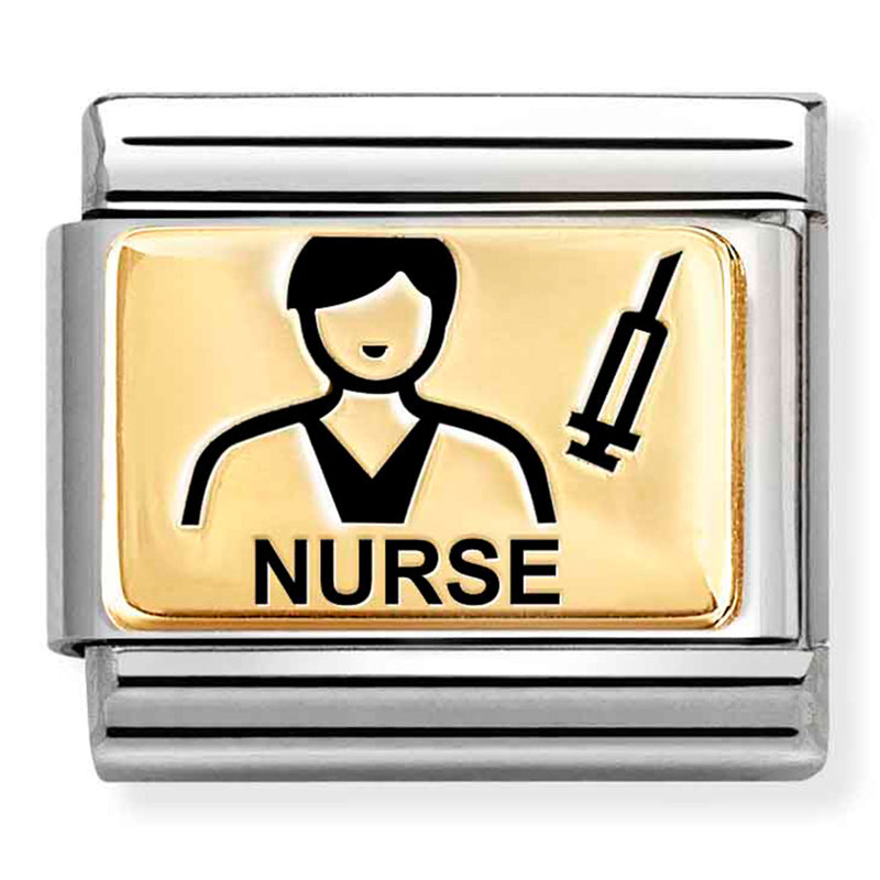 Occupation - Male Nurse with Black Enamel Gold Charm