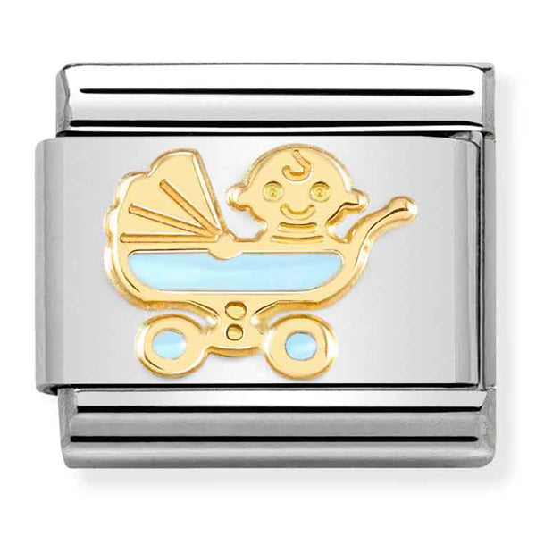 Baby - Light Blue Carriage Gold Charm