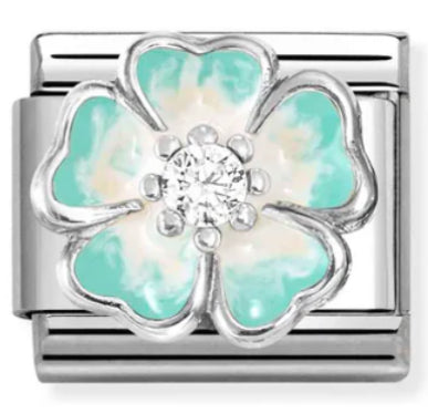 Nature - Green Fade with CZ Flower Silver Charm