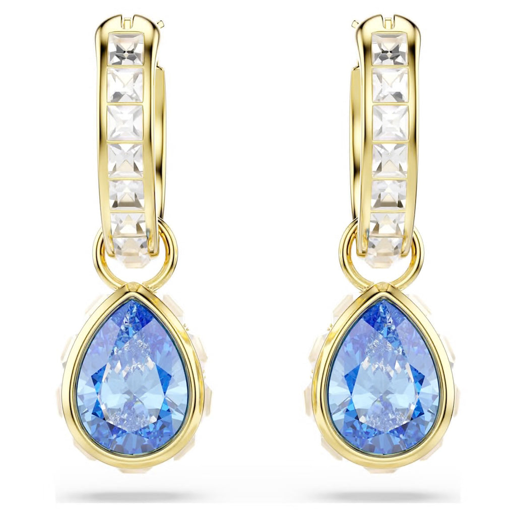 Chroma: Blue Pear Cut Crystal Gold Drop Earrings