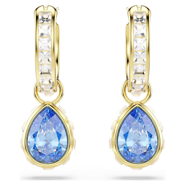 Chroma: Blue Pear Cut Crystal Gold Drop Earrings