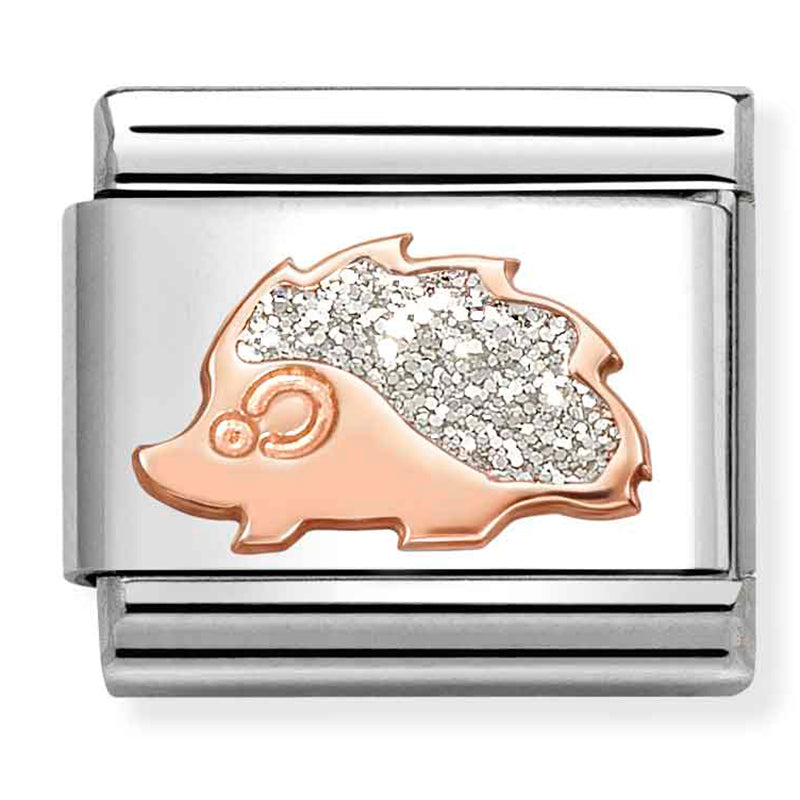Animal - Silver Glitter Hedgehog Rosegold Charm