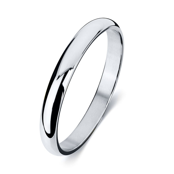 9mm Half Round Stainless Steel Polished Bangle - 3 Colours