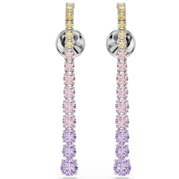 Matrix: Mulitcoloured Gradient Round Cuts Crystal Silver Drop Earrings