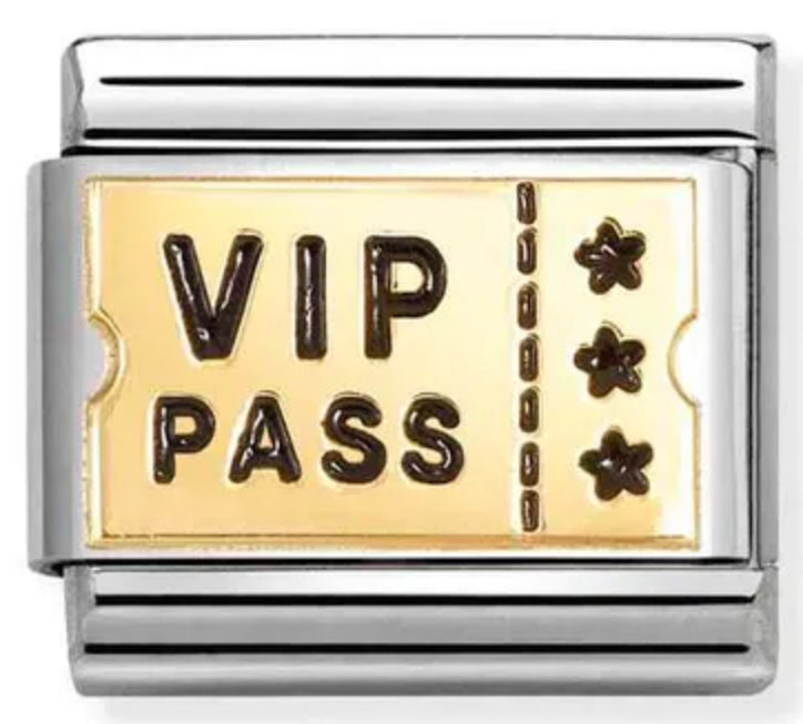 Occasions - VIP Pass Gold & Black Enamel Charm