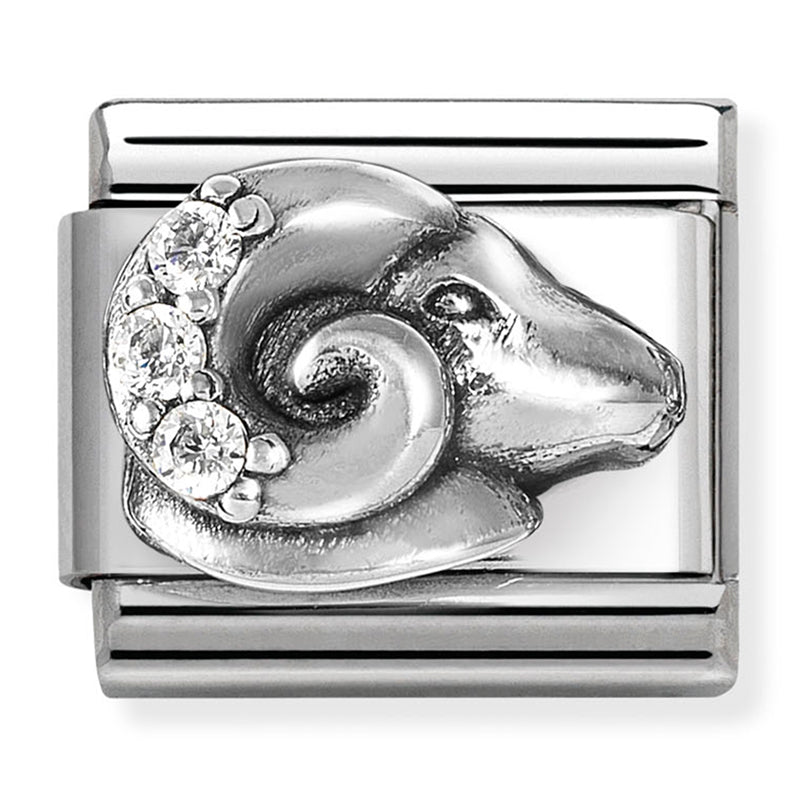 Zodiac - Aries with CZ Silver Charm