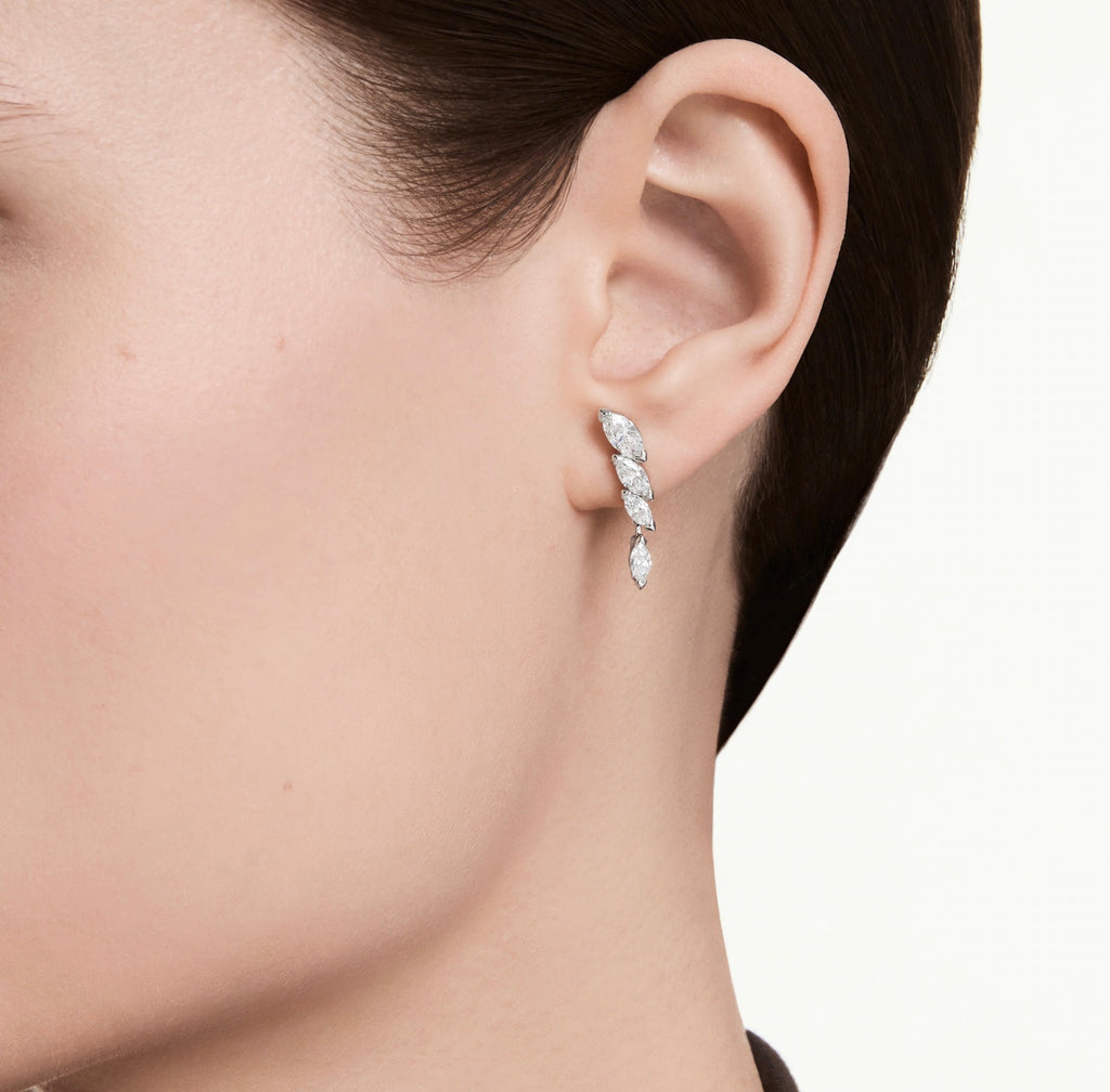 Mesmera: White Marquise Cut Crystal Silver Earrings