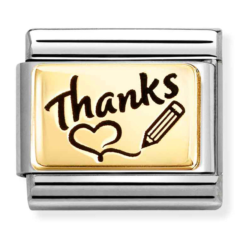 Love - Thanks with Heart & Pencil Gold Charm