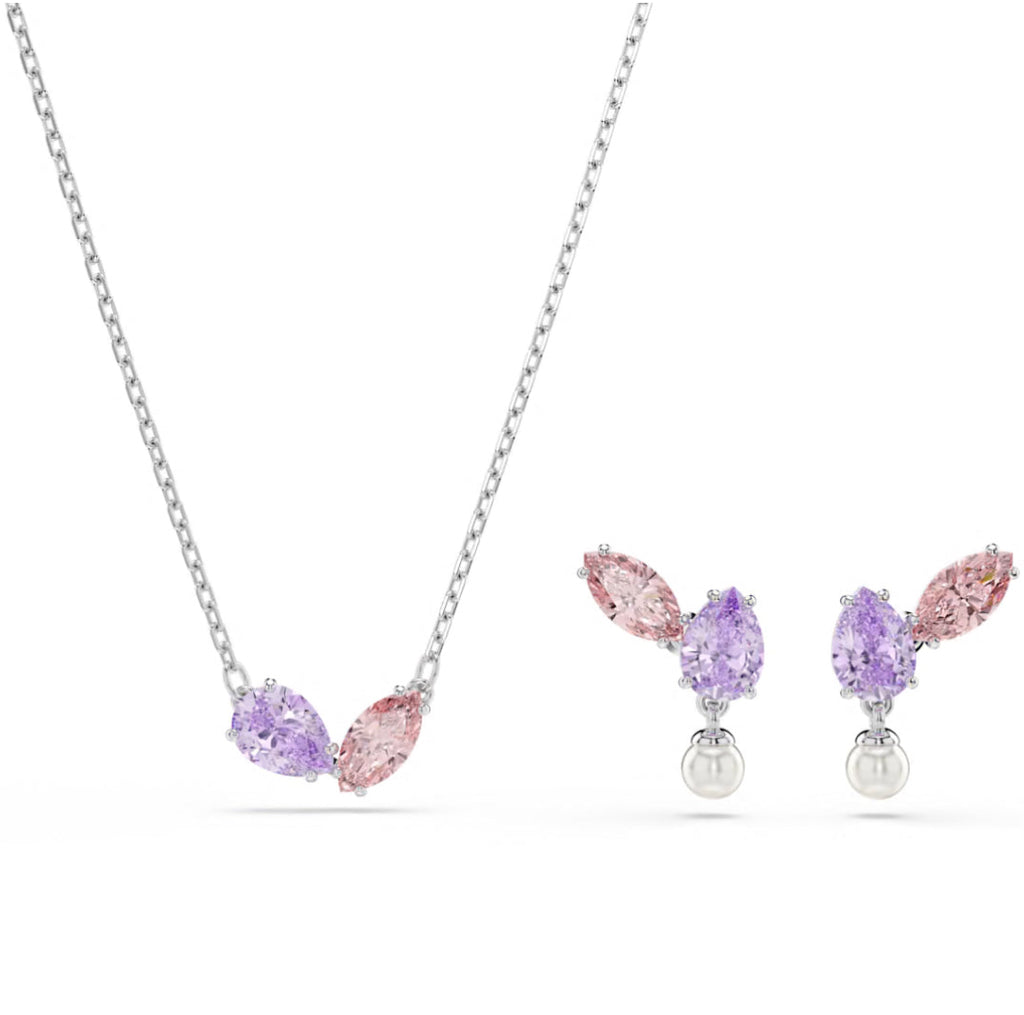 2026 Capsule Ariana Grande: Multicoloured Mixed Cuts Silver Necklace & Earring Set