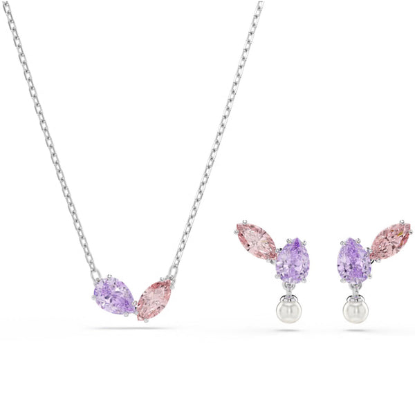 2026 Capsule Ariana Grande: Multicoloured Mixed Cuts Silver Necklace & Earring Set